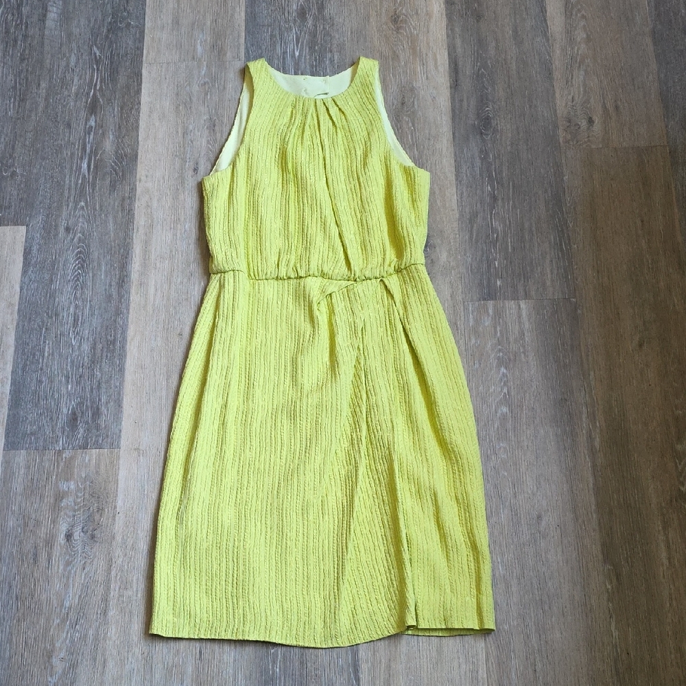 Lela Rose Bright Lemon Yellow Textured Midi Dress